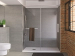 Paroi de douche coulissante, L. 90 à 220 cm, Hauteur 150 à 220 cm, fabrication sur mesure, verre de sécurité et traité anti-calcaire, garantie 5 ans, LIVRAISON OFFERTE